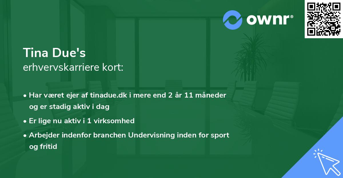 Tina Due's erhvervskarriere kort
