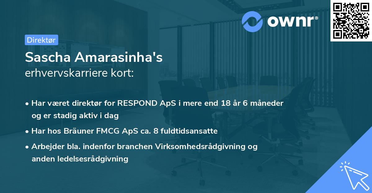 Sascha Amarasinha's erhvervskarriere kort