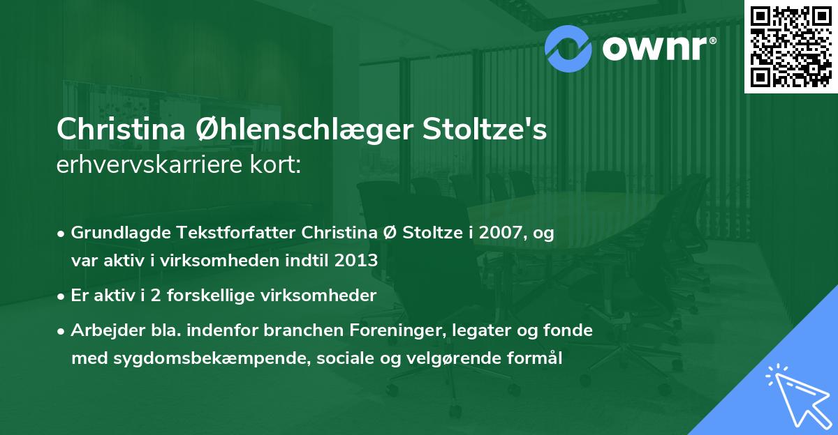 Christina Øhlenschlæger Stoltze's erhvervskarriere kort