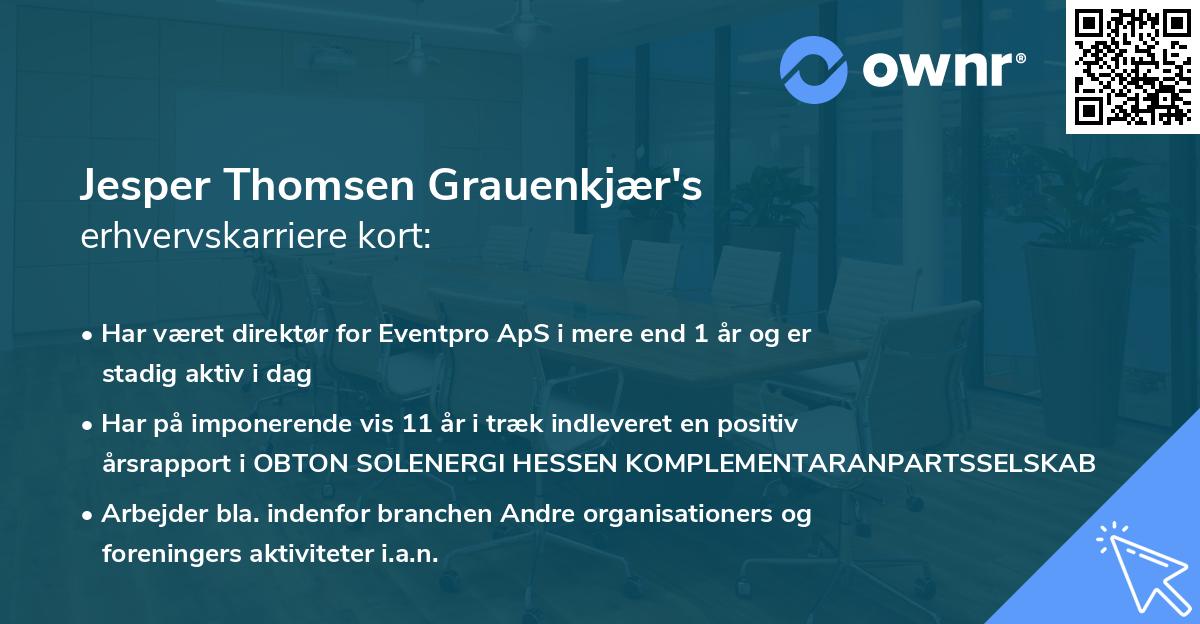 Jesper Thomsen Grauenkjær's erhvervskarriere kort