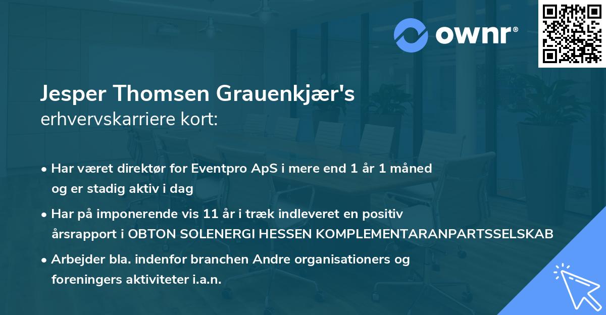 Jesper Thomsen Grauenkjær's erhvervskarriere kort
