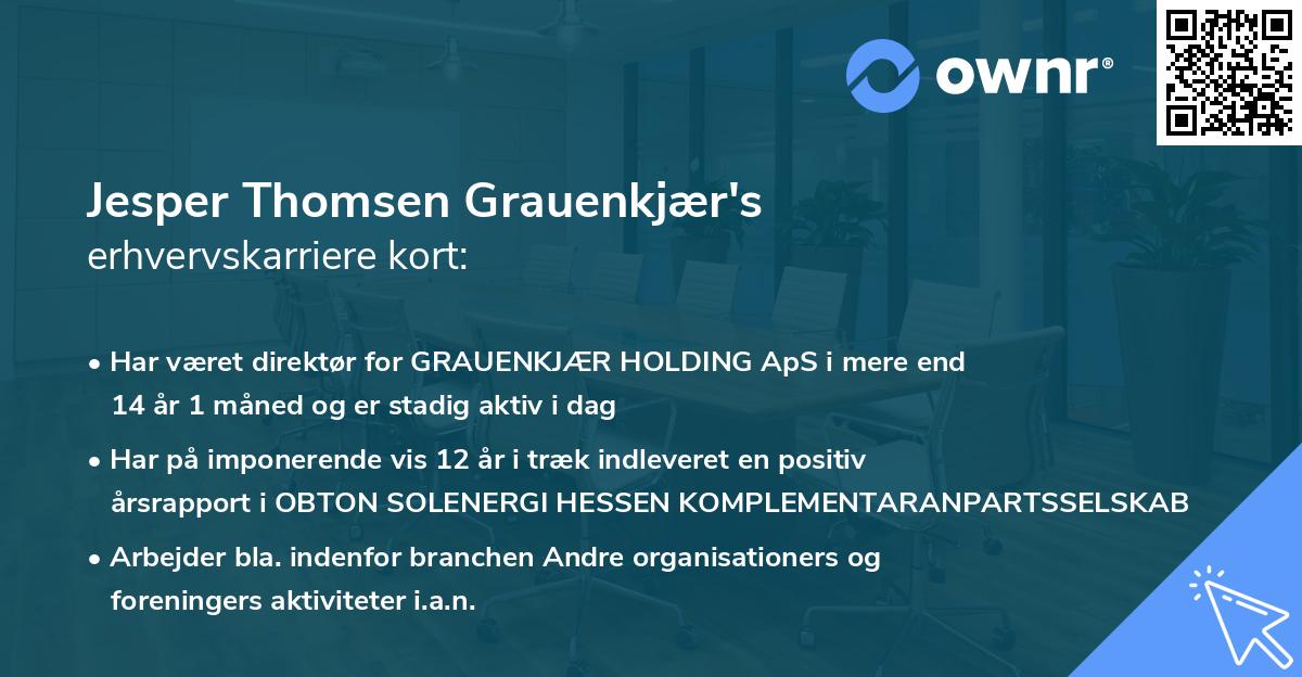 Jesper Thomsen Grauenkjær's erhvervskarriere kort