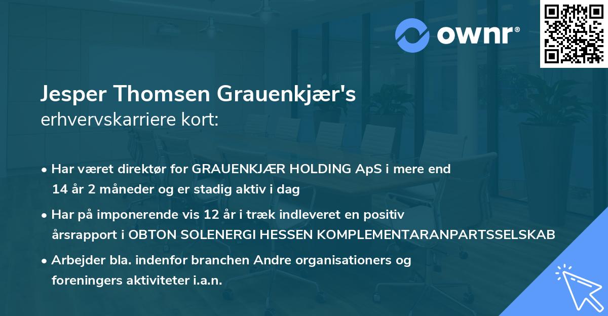 Jesper Thomsen Grauenkjær's erhvervskarriere kort