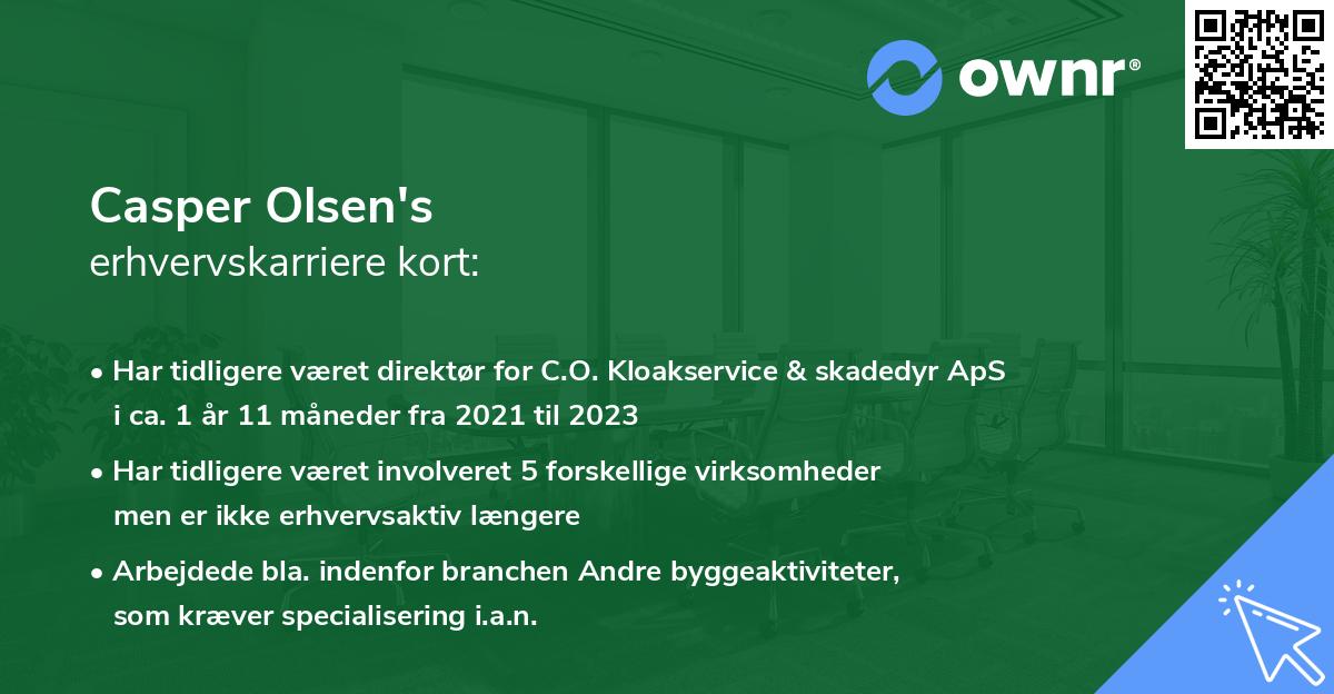 Casper Olsen's erhvervskarriere kort