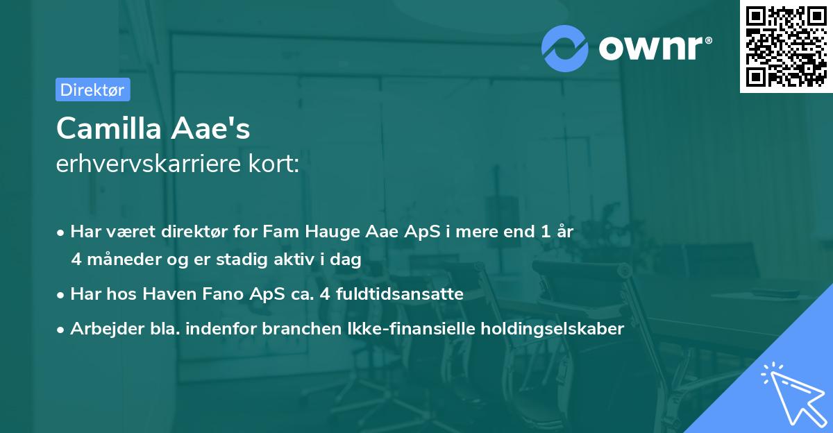 Camilla Aae's erhvervskarriere kort