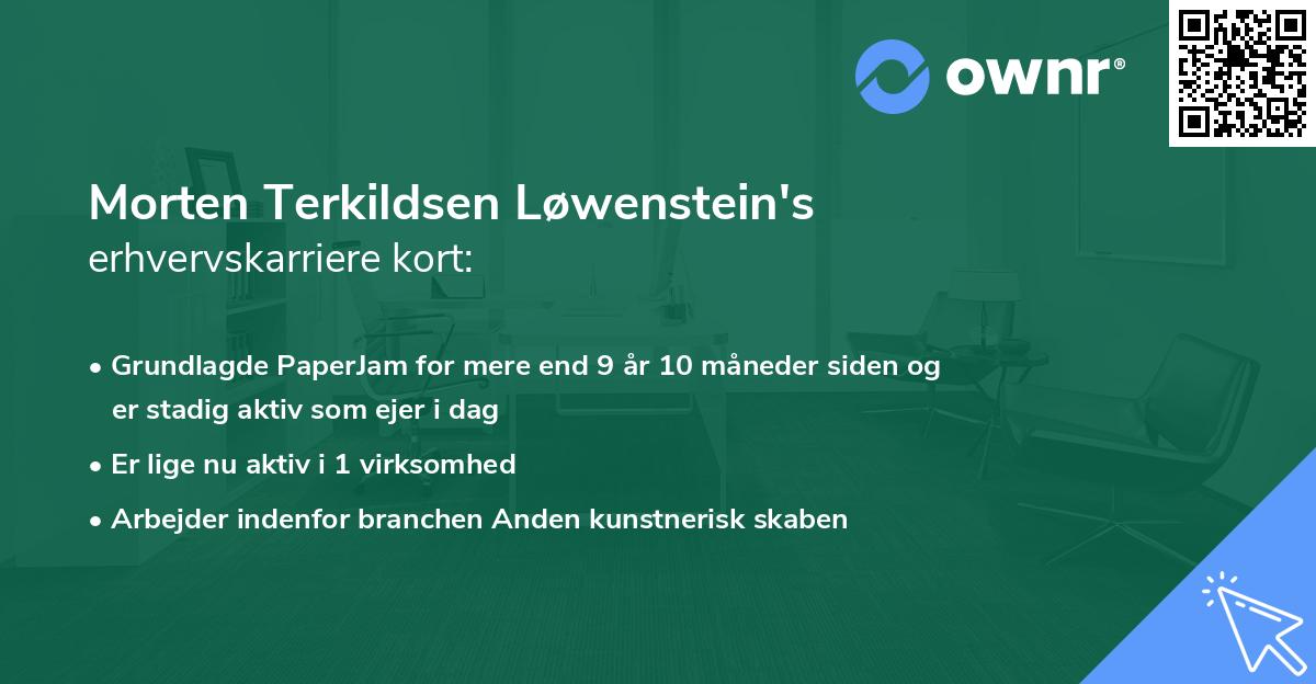Morten Terkildsen Løwenstein's erhvervskarriere kort
