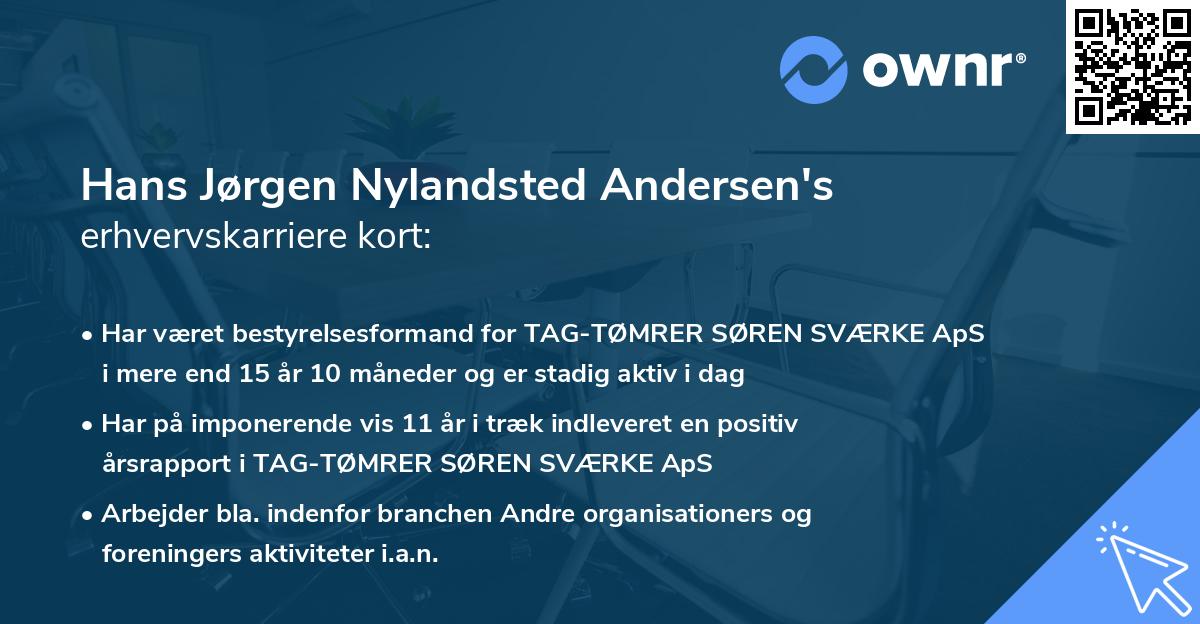 Hans Jørgen Nylandsted Andersen's erhvervskarriere kort