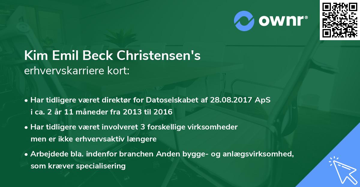 Kim Emil Beck Christensen's erhvervskarriere kort