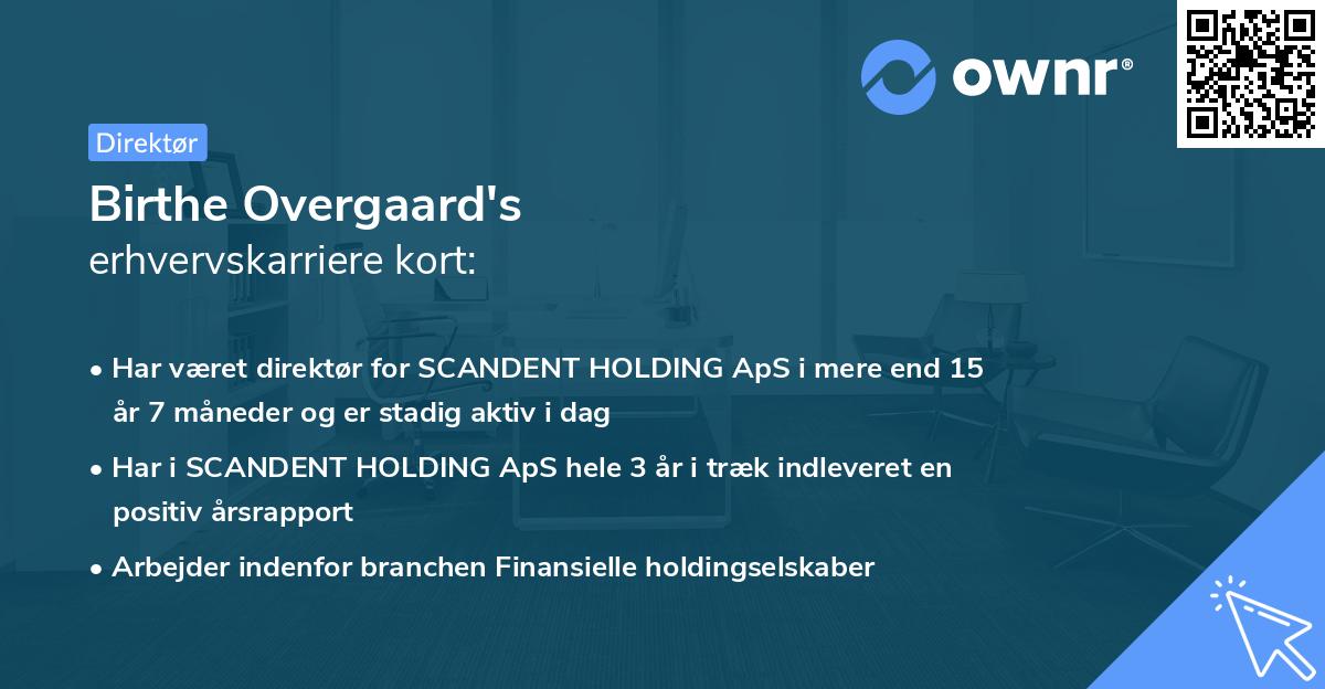 Birthe Overgaard's erhvervskarriere kort