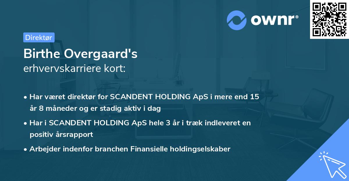Birthe Overgaard's erhvervskarriere kort