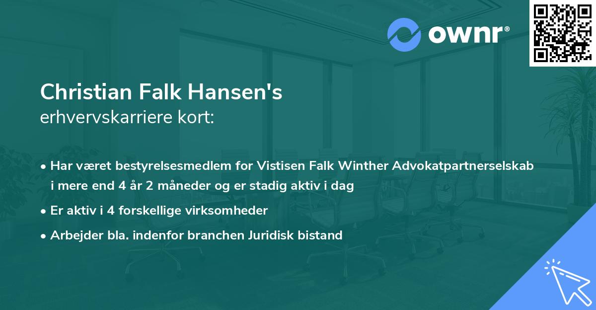 Christian Falk Hansen's erhvervskarriere kort