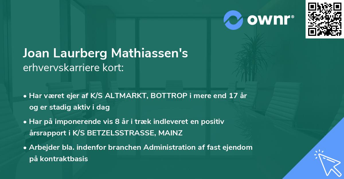 Joan Laurberg Mathiassen's erhvervskarriere kort