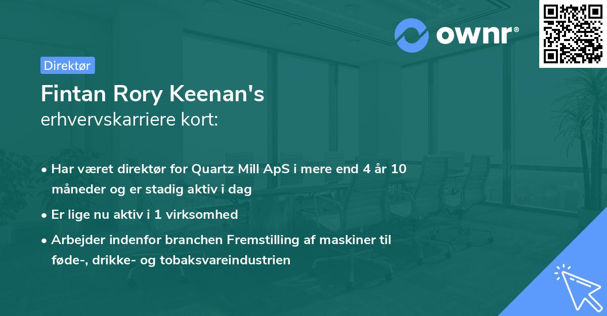Fintan Rory Keenan's erhvervskarriere kort