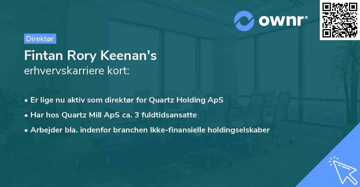 Fintan Rory Keenan's erhvervskarriere kort