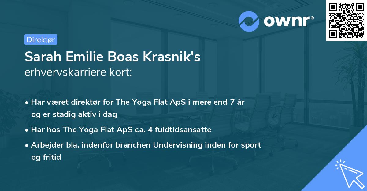 Sarah Emilie Boas Krasnik's erhvervskarriere kort