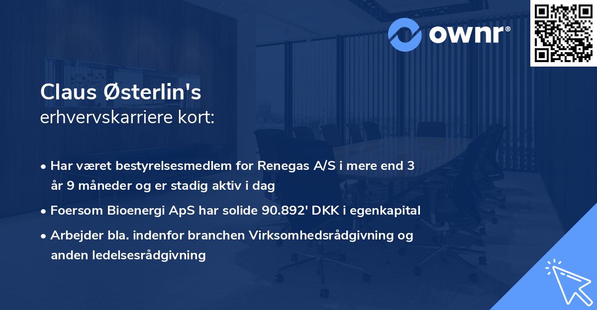 Claus Østerlin's erhvervskarriere kort