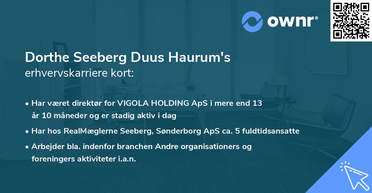 Dorthe Seeberg Duus Haurum's erhvervskarriere kort