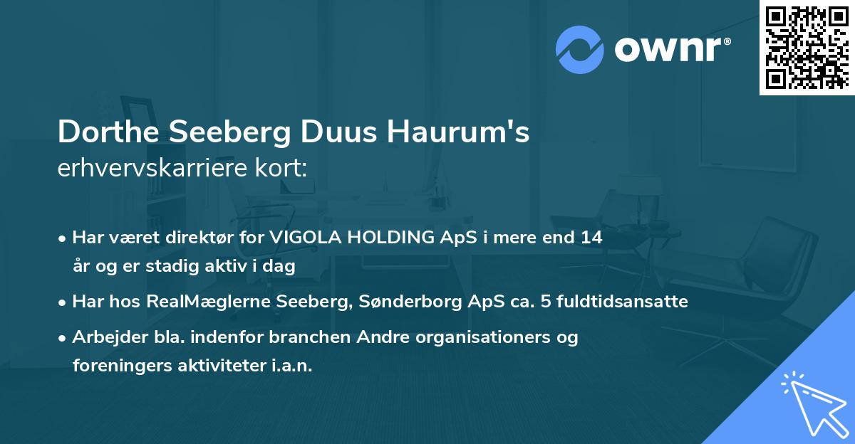 Dorthe Seeberg Duus Haurum's erhvervskarriere kort