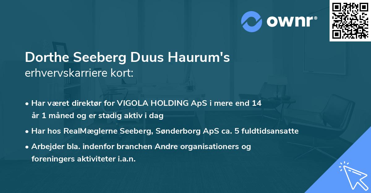 Dorthe Seeberg Duus Haurum's erhvervskarriere kort