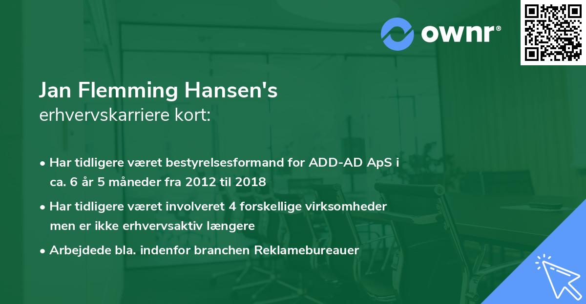 Jan Flemming Hansen's erhvervskarriere kort