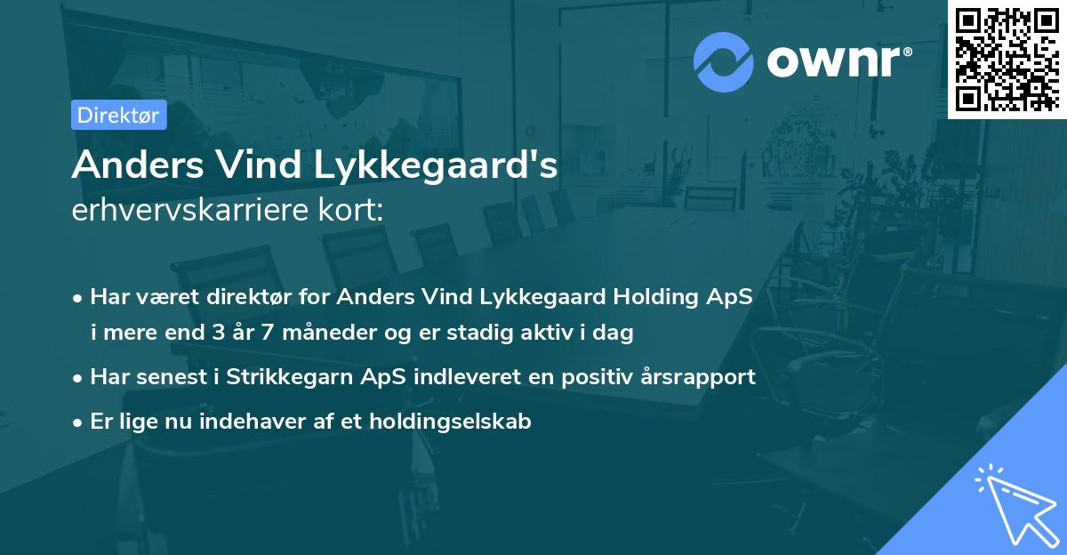 Anders Vind Lykkegaard's erhvervskarriere kort