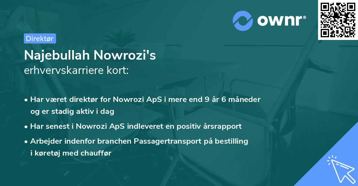 Najebullah Nowrozi's erhvervskarriere kort