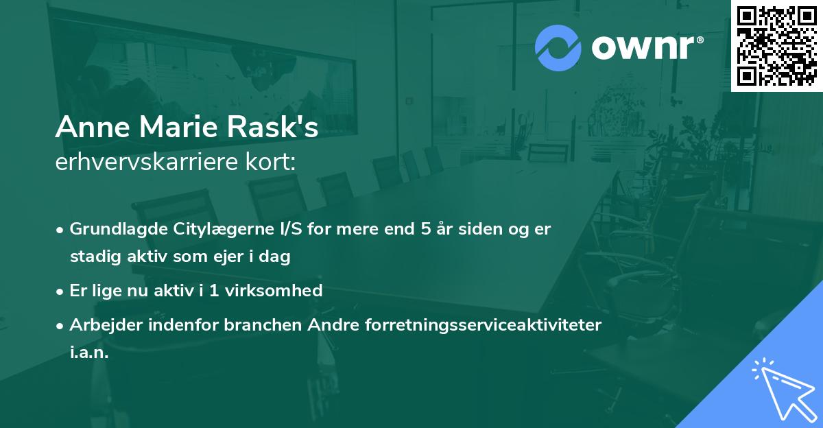 Anne Marie Rask's erhvervskarriere kort