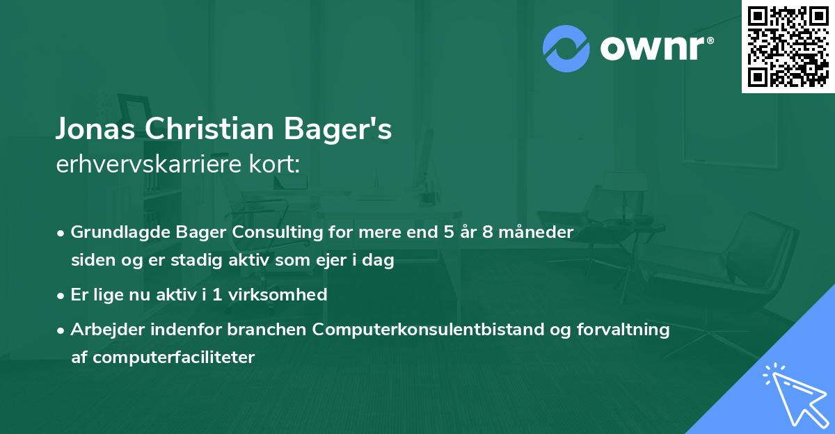 Jonas Christian Bager's erhvervskarriere kort