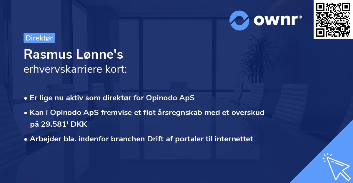 Rasmus Lønne's erhvervskarriere kort