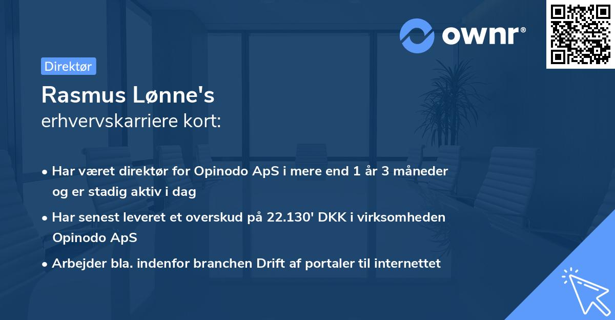 Rasmus Lønne's erhvervskarriere kort