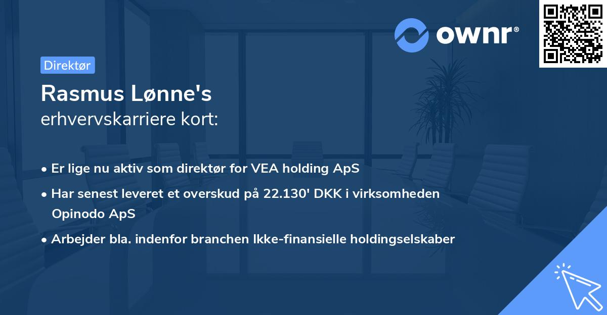 Rasmus Lønne's erhvervskarriere kort
