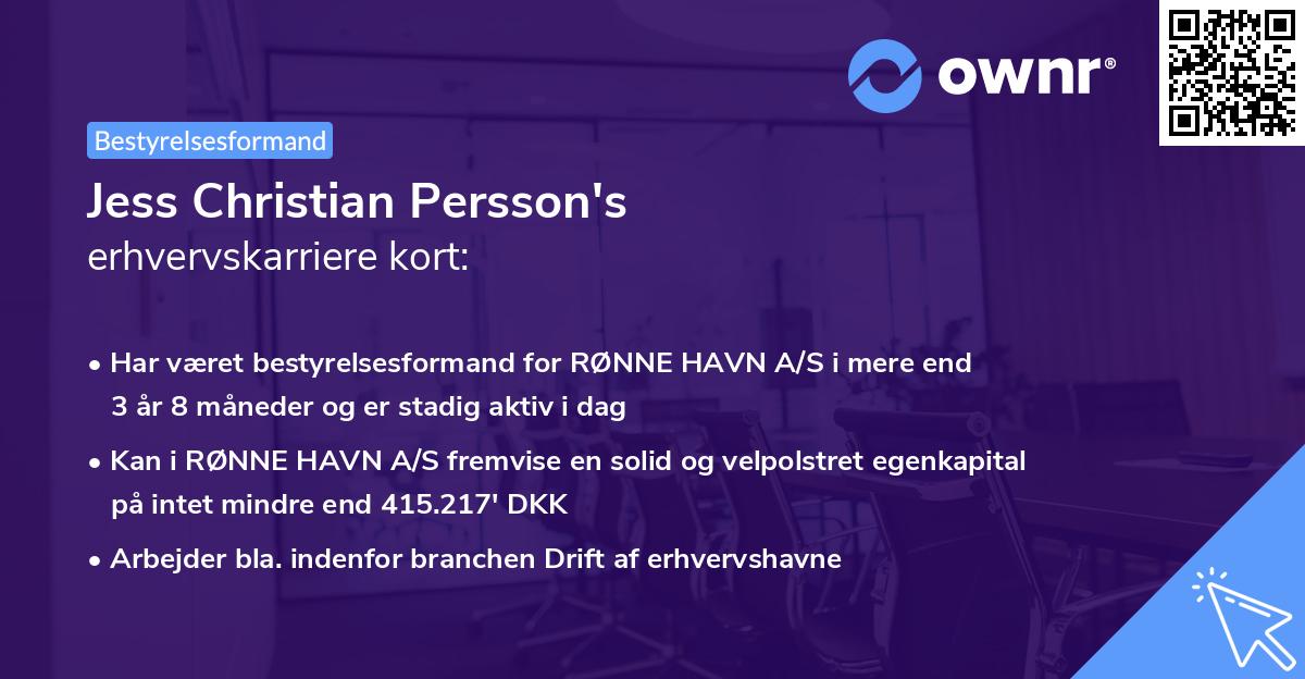 Jess Christian Persson's erhvervskarriere kort