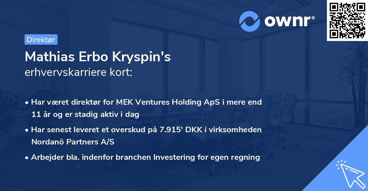 Mathias Erbo Kryspin's erhvervskarriere kort