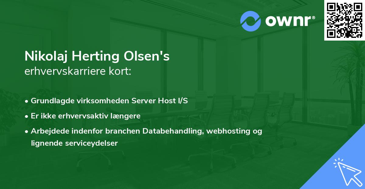 Nikolaj Herting Olsen's erhvervskarriere kort