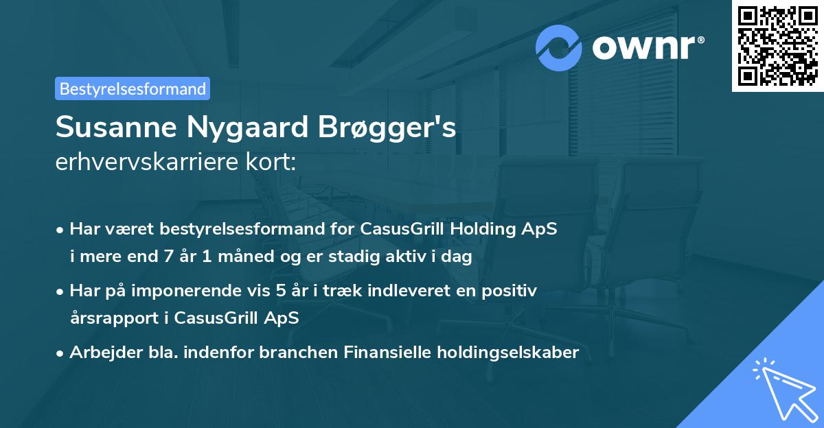 Susanne Nygaard Brøgger's erhvervskarriere kort