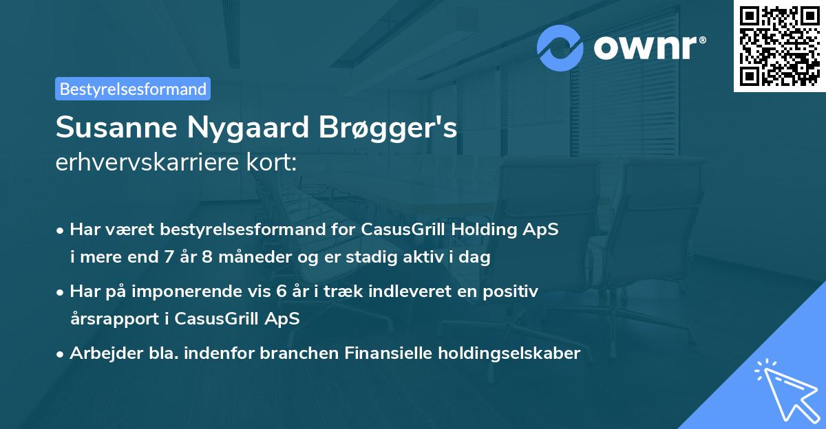 Susanne Nygaard Brøgger's erhvervskarriere kort