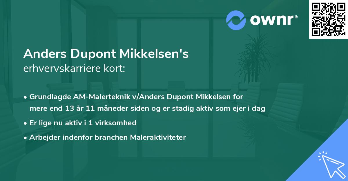Anders Dupont Mikkelsen's erhvervskarriere kort
