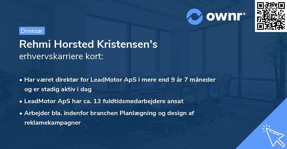 Rehmi Horsted Kristensen's erhvervskarriere kort