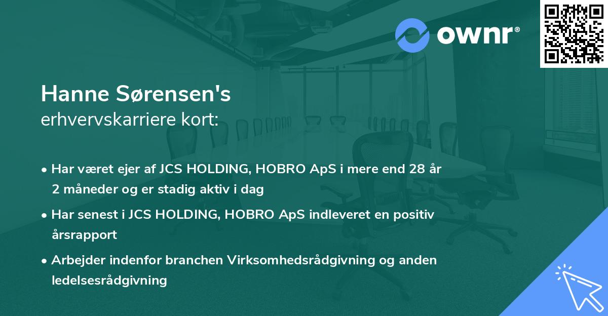 Hanne Sørensen's erhvervskarriere kort