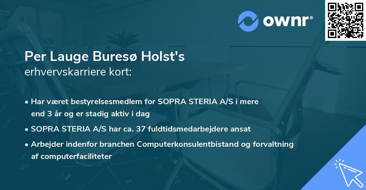 Per Lauge Buresø Holst's erhvervskarriere kort