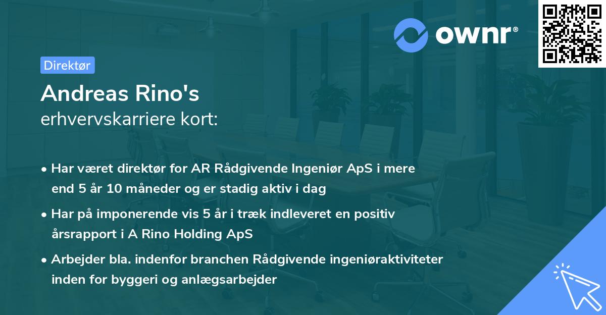 Andreas Rino's erhvervskarriere kort