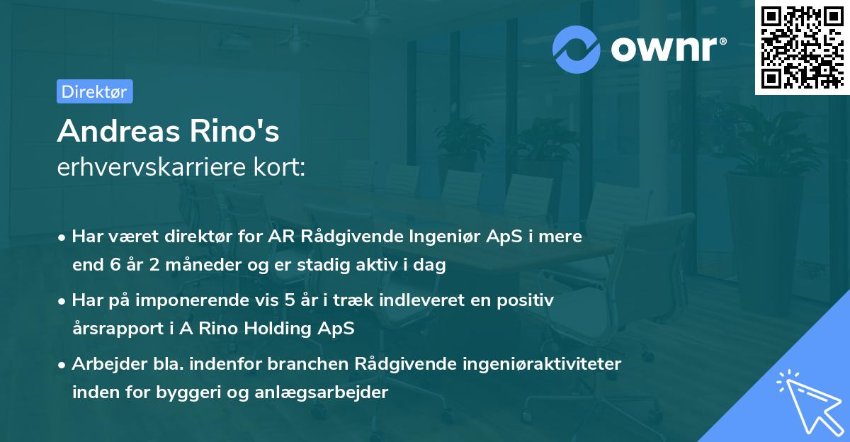 Andreas Rino's erhvervskarriere kort