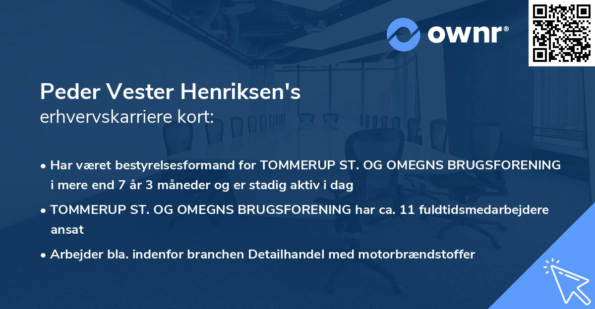 Peder Vester Henriksen's erhvervskarriere kort