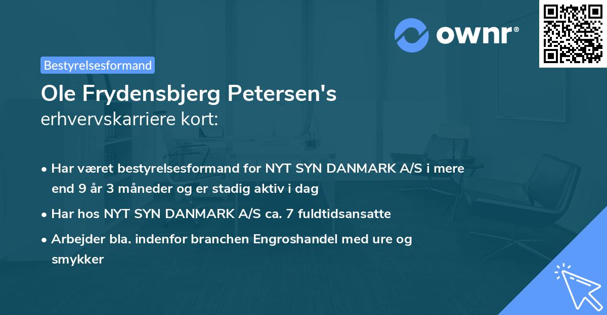 Ole Frydensbjerg Petersen's erhvervskarriere kort