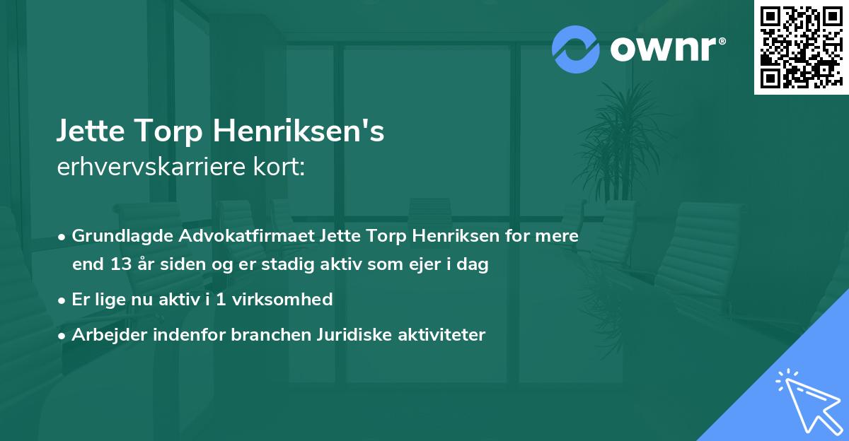 Jette Torp Henriksen's erhvervskarriere kort
