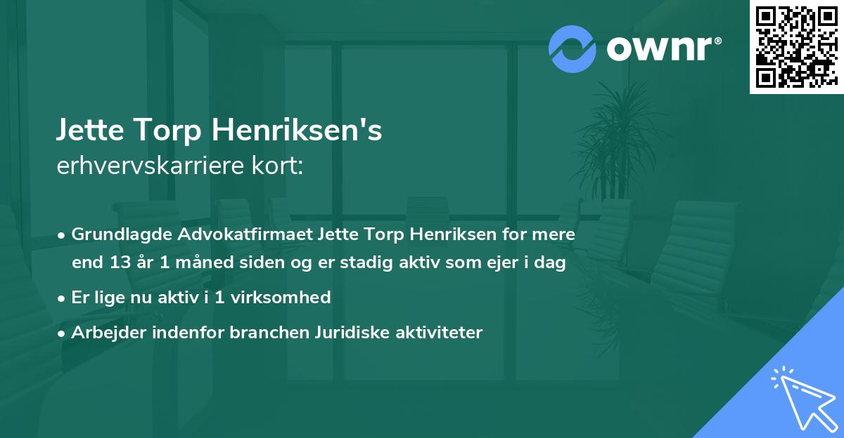 Jette Torp Henriksen's erhvervskarriere kort