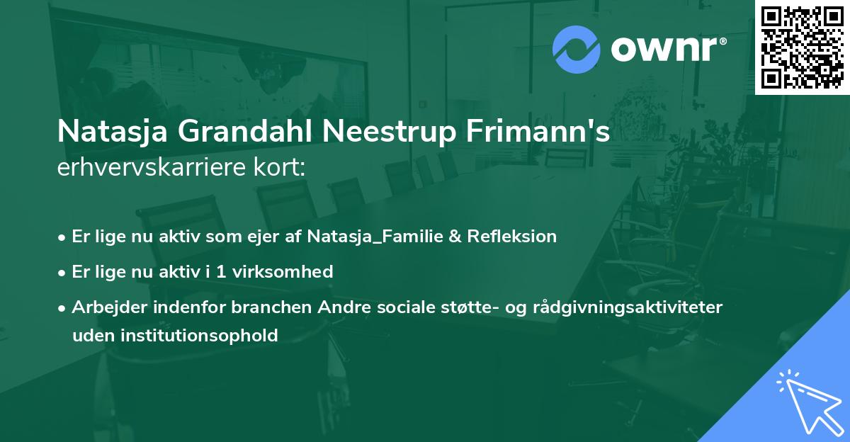 Natasja Grandahl Neestrup Frimann's erhvervskarriere kort