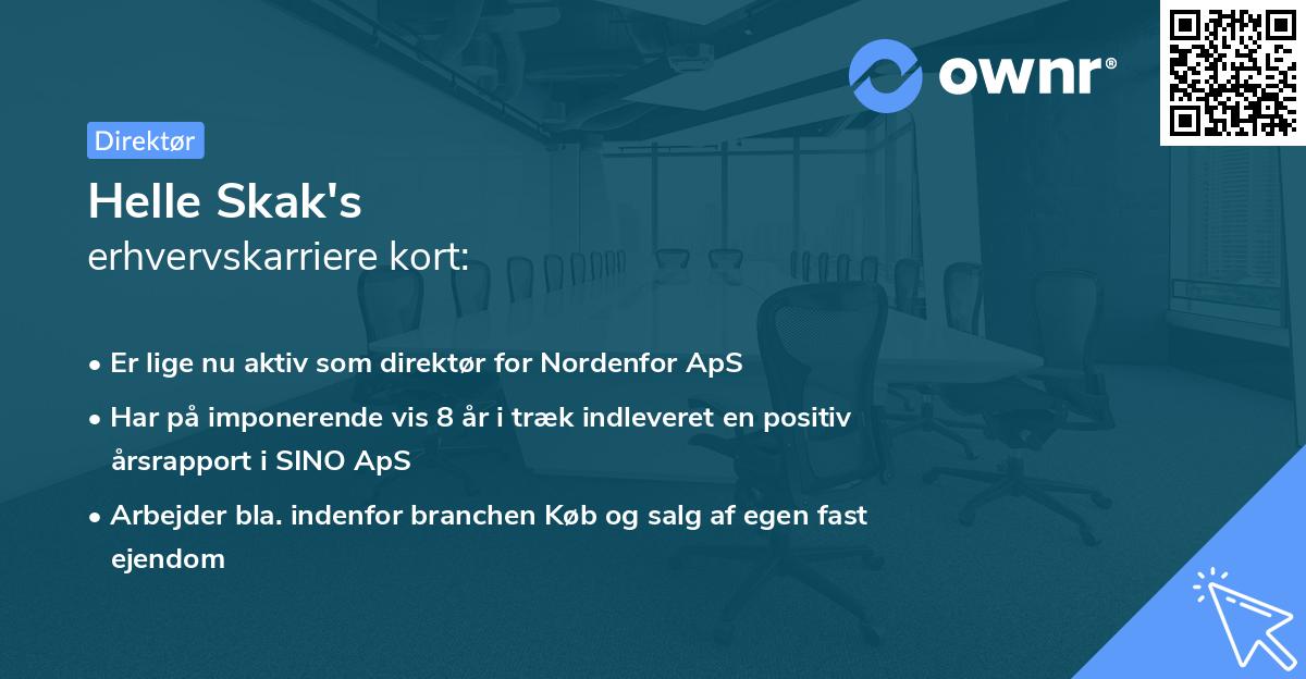 Helle Skak's erhvervskarriere kort