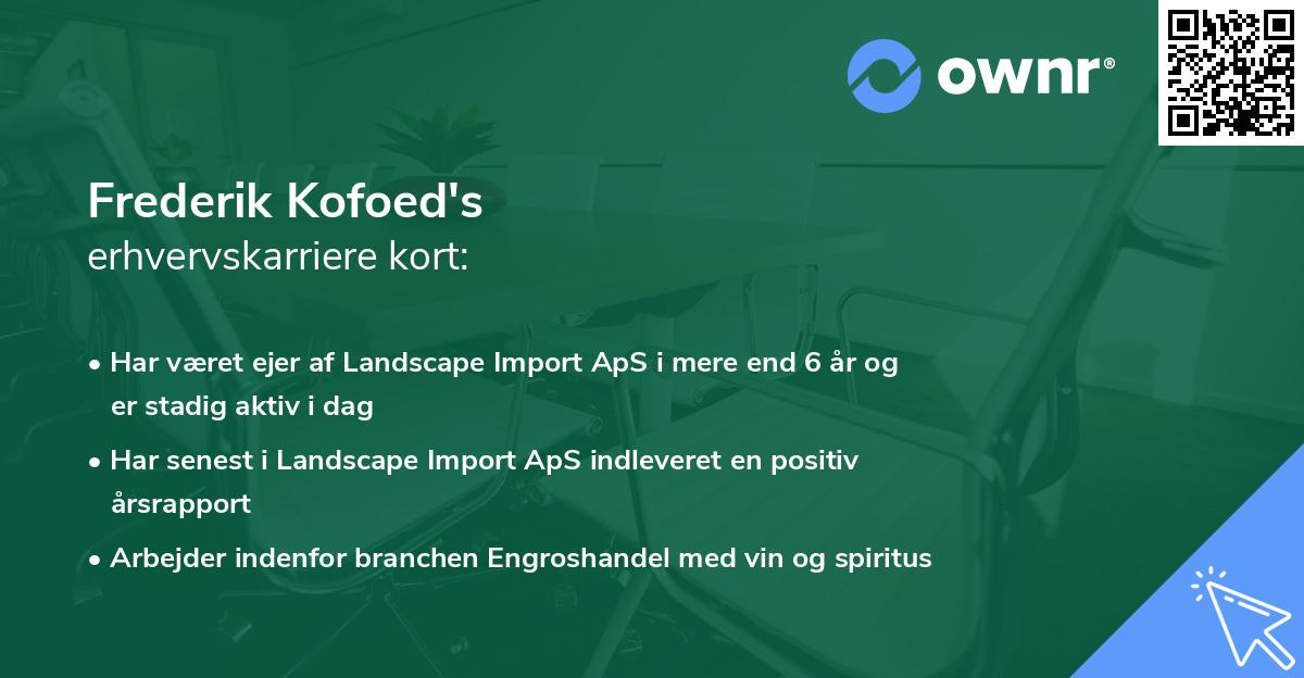 Frederik Kofoed's erhvervskarriere kort