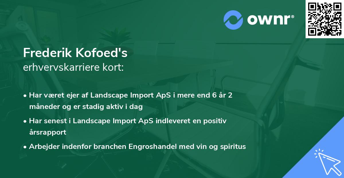 Frederik Kofoed's erhvervskarriere kort